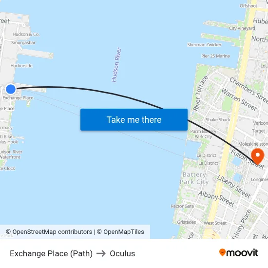 Exchange Place (Path) to Oculus map