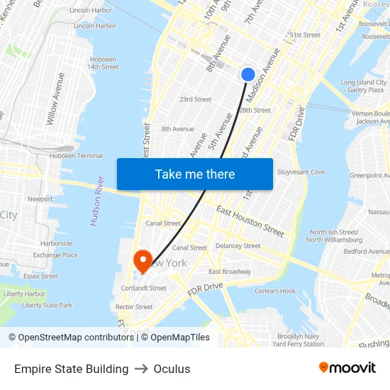 Empire State Building to Oculus map