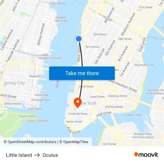 Little Island to Oculus map