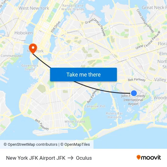 New York JFK Airport JFK to Oculus map