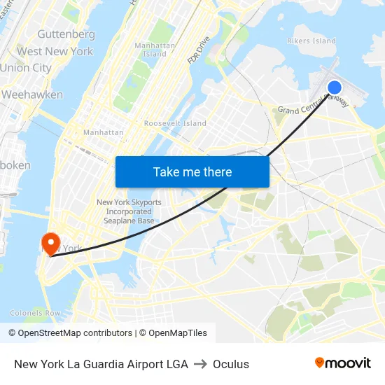 New York La Guardia Airport LGA to Oculus map