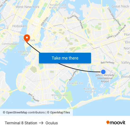 Terminal 8 Station to Oculus map