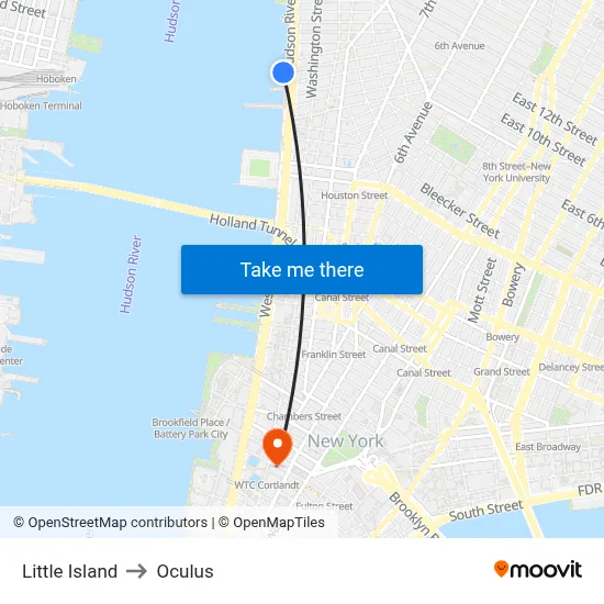 Little Island to Oculus map