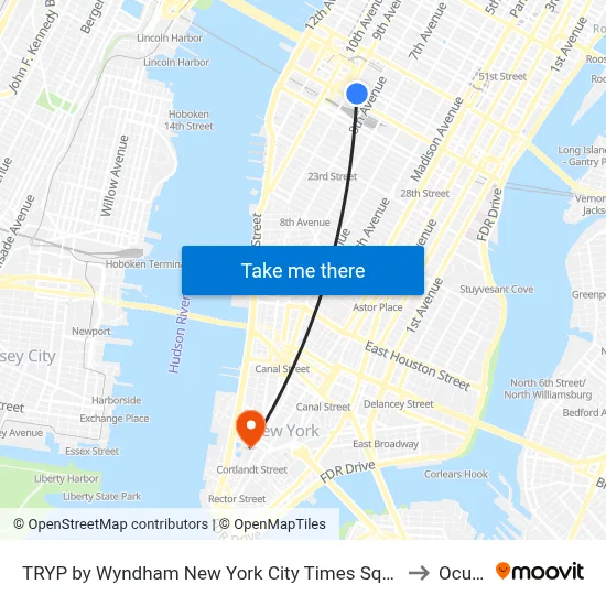 TRYP by Wyndham New York City Times Square South to Oculus map