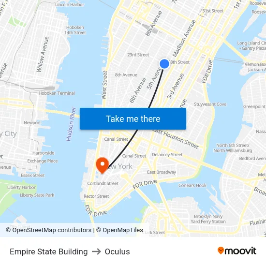 Empire State Building to Oculus map