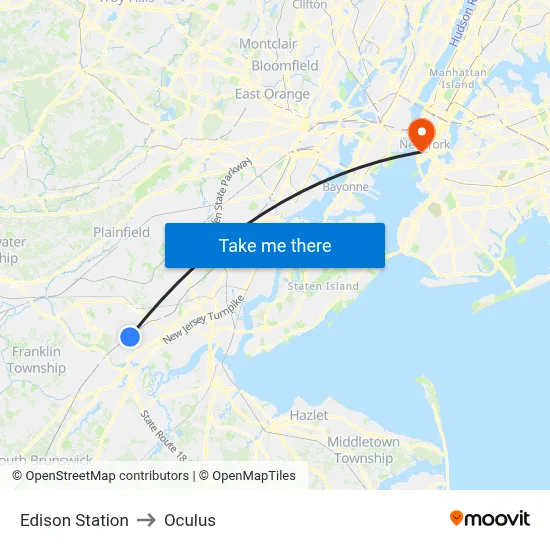 Edison Station to Oculus map