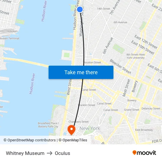 Whitney Museum to Oculus map
