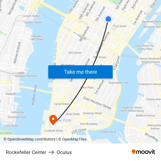 Rockefeller Center to Oculus map