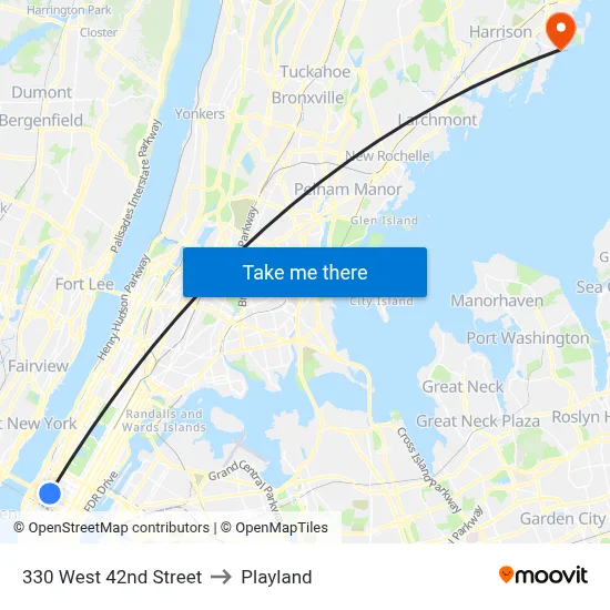 330 West 42nd Street to Playland map