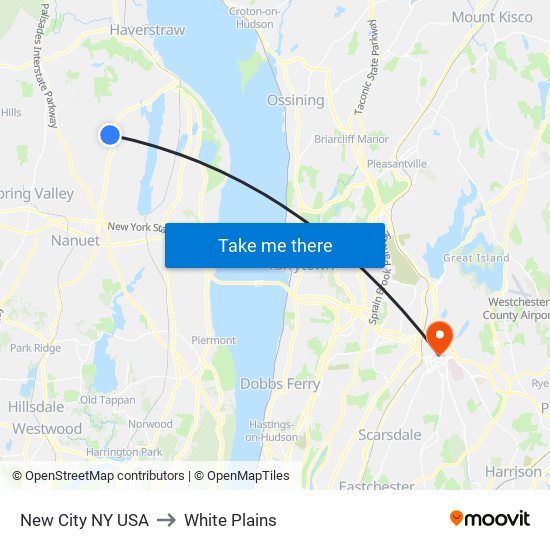 New City NY USA to White Plains map