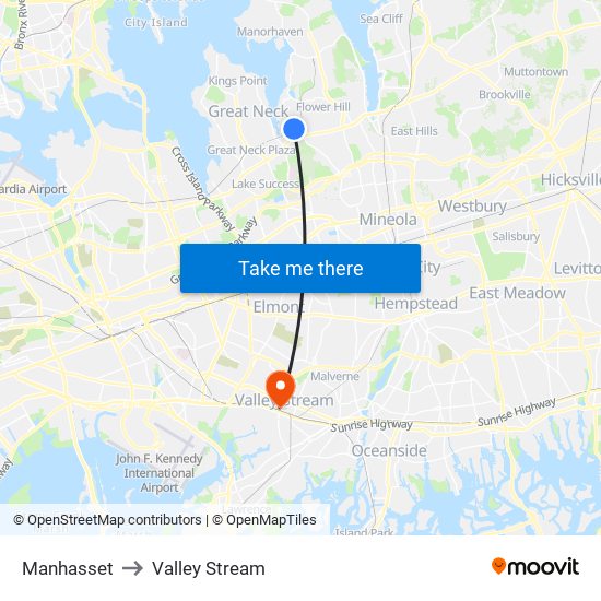 Manhasset to Valley Stream map