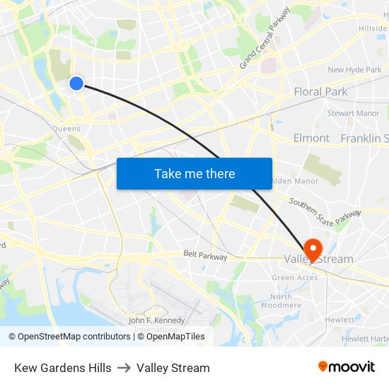 Kew Gardens Hills to Valley Stream map