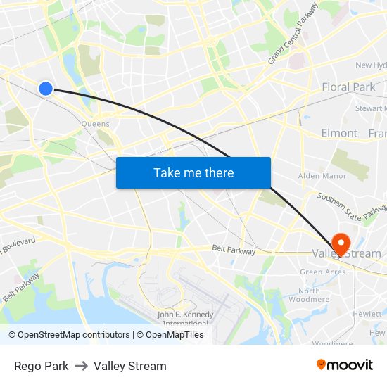 Rego Park to Valley Stream map