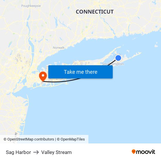 Sag Harbor to Valley Stream map