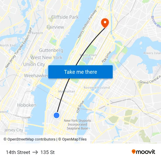 14th Street to 135 St map