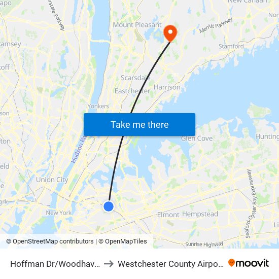 Hoffman Dr/Woodhaven Blvd to Westchester County Airport (HPN) map