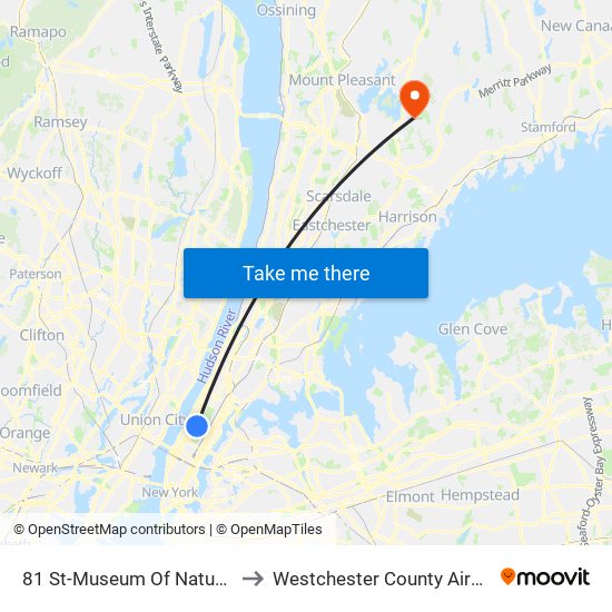 81 St-Museum Of Natural History to Westchester County Airport (HPN) map