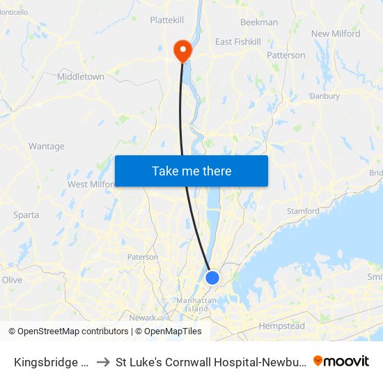 Kingsbridge Rd to St Luke's Cornwall Hospital-Newburgh map