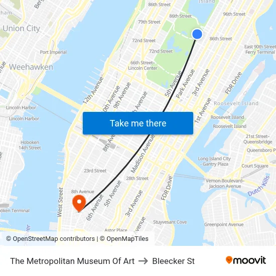 The Metropolitan Museum Of Art to Bleecker St map