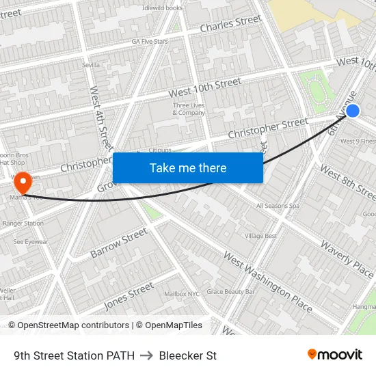9th Street Station PATH to Bleecker St map