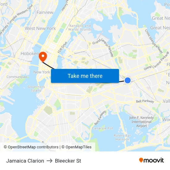 Jamaica Clarion to Bleecker St map