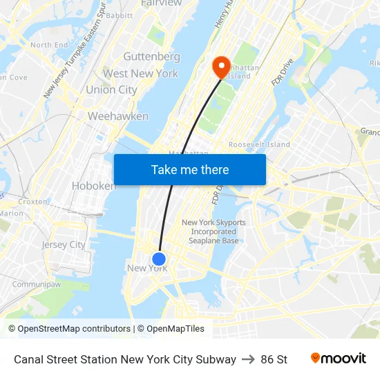 Canal Street Station New York City Subway to 86 St map