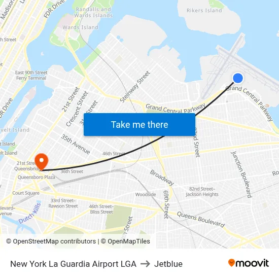 New York La Guardia Airport LGA to Jetblue map