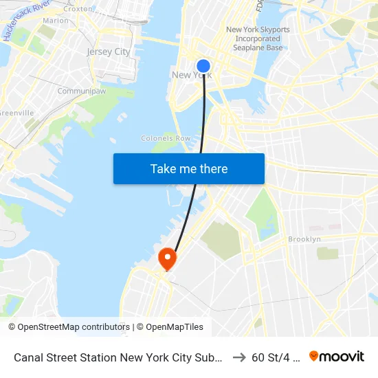 Canal Street Station New York City Subway to 60 St/4 Av map