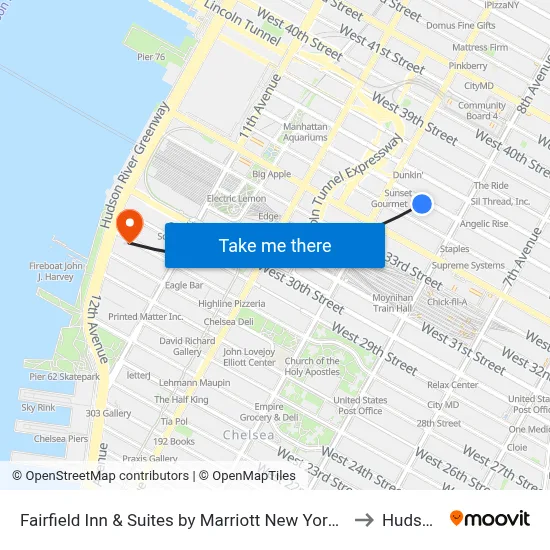 Fairfield Inn & Suites by Marriott New York Manhattan/Times Square 36th St. to Hudson Yards map