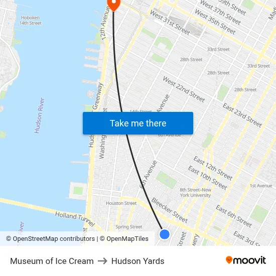 Museum of Ice Cream to Hudson Yards map