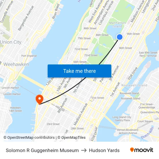 Solomon R Guggenheim Museum to Hudson Yards map