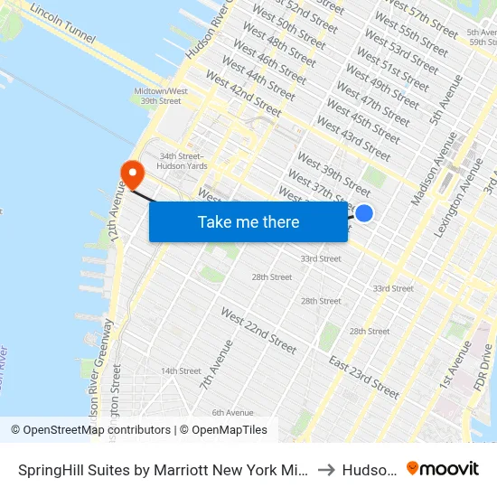 SpringHill Suites by Marriott New York Midtown Manhattan Fifth Avenue to Hudson Yards map