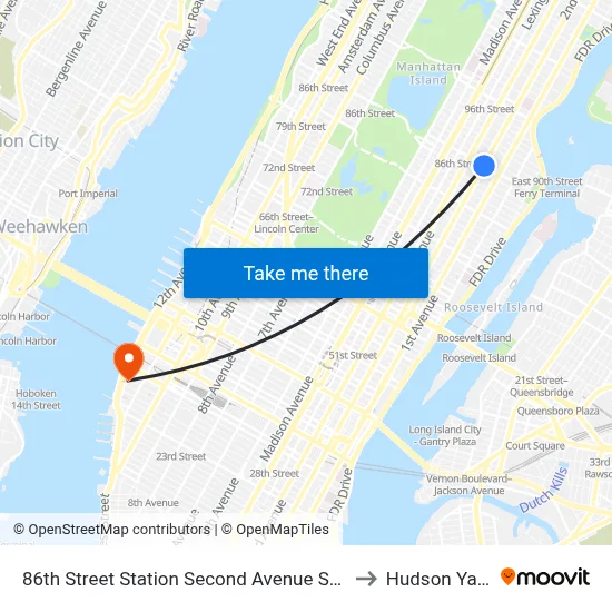 86th Street Station Second Avenue Subway to Hudson Yards map
