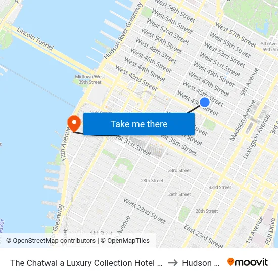 The Chatwal a Luxury Collection Hotel New York City to Hudson Yards map