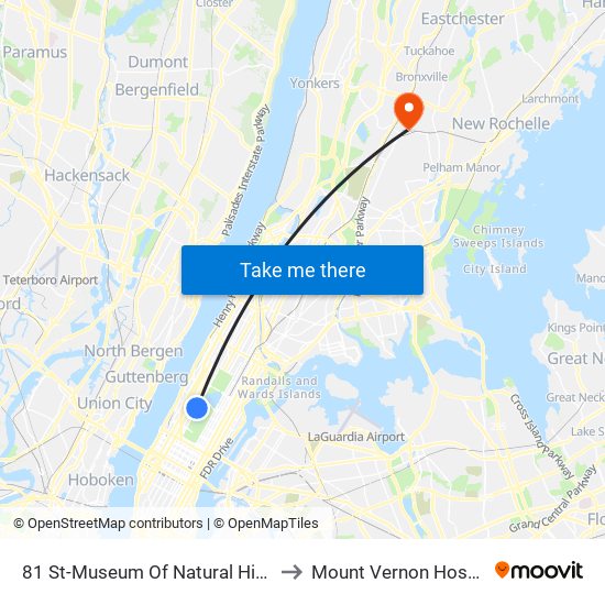81 St-Museum Of Natural History to Mount Vernon Hospital map