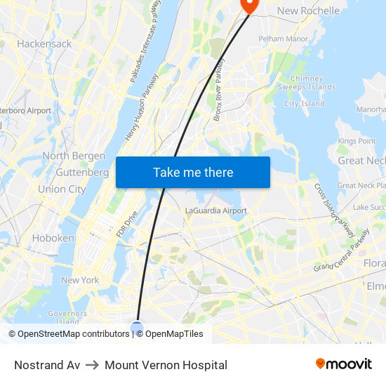 Nostrand Av to Mount Vernon Hospital map