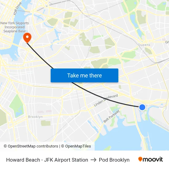 Howard Beach - JFK Airport Station to Pod Brooklyn map