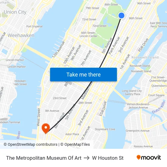 The Metropolitan Museum Of Art to W Houston St map