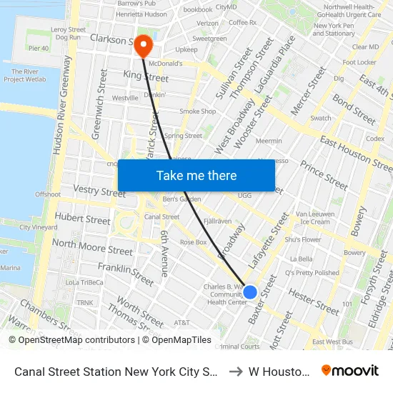 Canal Street Station New York City Subway to W Houston St map