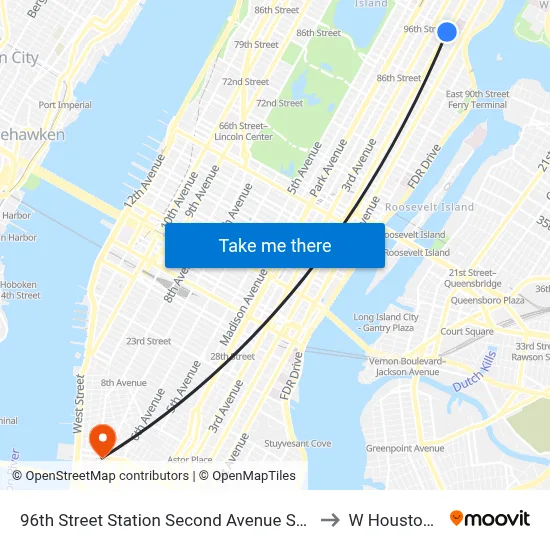 96th Street Station Second Avenue Subway to W Houston St map