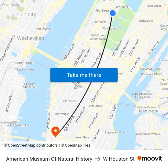 American Museum Of Natural History to W Houston St map
