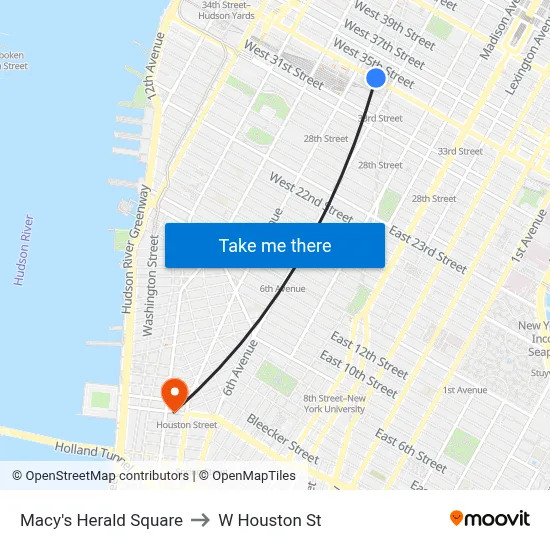 Macy's Herald Square to W Houston St map