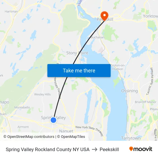 Spring Valley Rockland County NY USA to Peekskill map