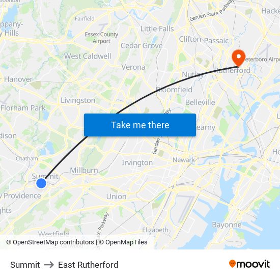 Summit to East Rutherford map