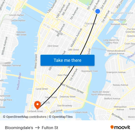 Bloomingdale's to Fulton St map