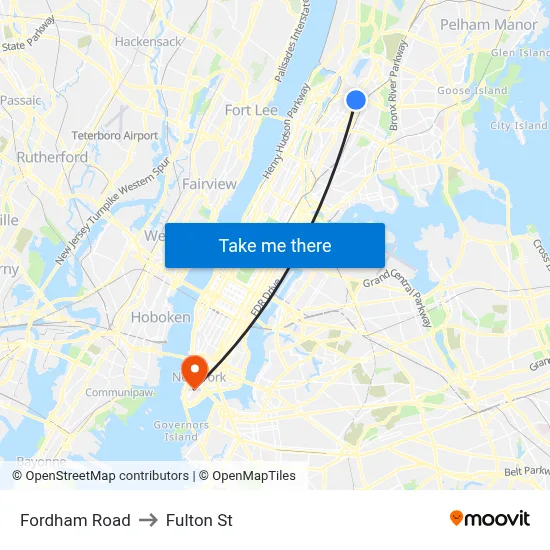 Fordham Road to Fulton St map