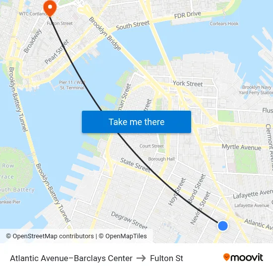 Atlantic Avenue–Barclays Center to Fulton St map