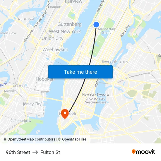 96th Street to Fulton St map