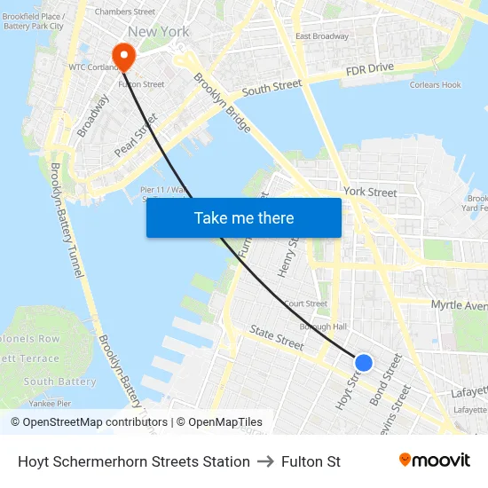 Hoyt Schermerhorn Streets Station to Fulton St map