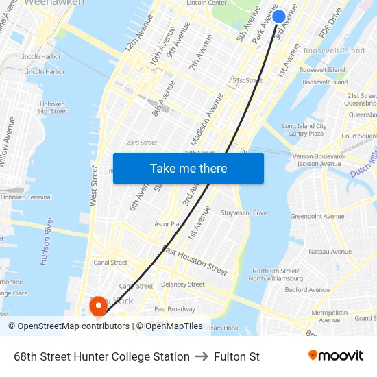 68th Street Hunter College Station to Fulton St map